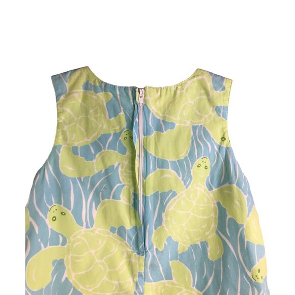 Lilly Pulitzer Dress Girls Size 3T Green/Blue Boat Neck Front Pocket Back Zip - Picture 6 of 7
